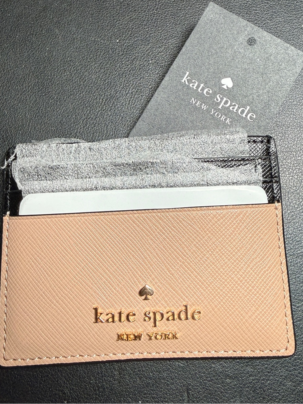 NWT Kate Spade Card Case Slim Holder Madison Saffiano Leather Toasted Hazelnut